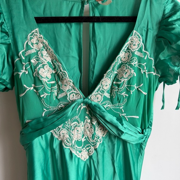 Free People Cooper Maxi Dress Lace Detail Verdis Green Sz 8 - Picture 4 of 12